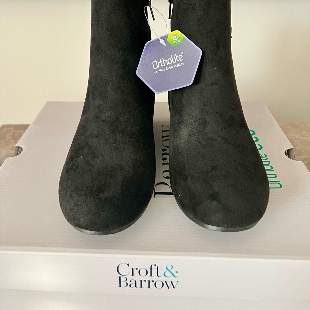 Croft & Barrow Women’s Black Suede & Leather Booties | NIB | Ankle Boots